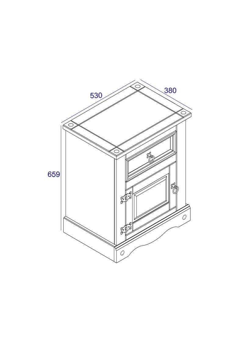 Corona White 1 Door, 1 Drawer Bedside Cabinet