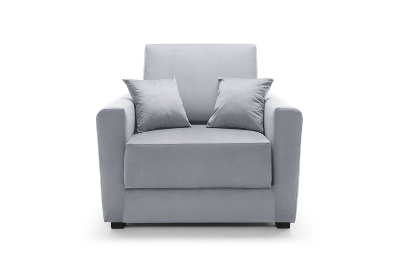Owen Velvet Single Sofa Bed - Light Grey
