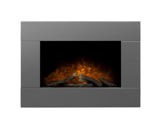 Clarice Electric Wall Mounted Fire with Logs & Remote Control in Satin Grey, 32 Inch