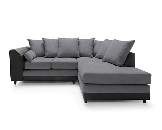 Dan Right Hand Facing Corner Sofa - Black & Charcoal