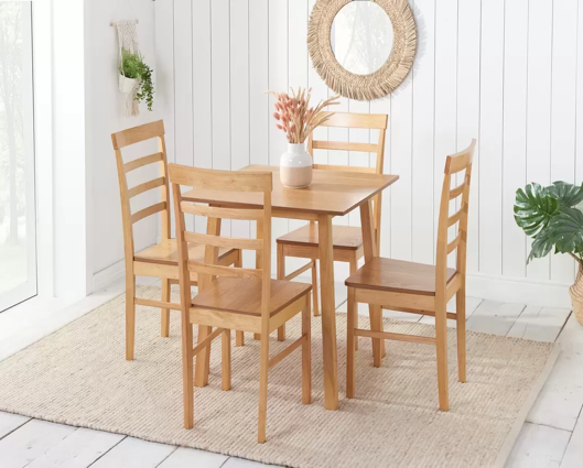 Stetson Dining Table & 4 Ladder Chairs- Oak